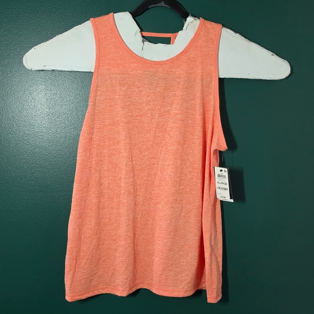 Ideology Womens Performance Tank Top XL Coral Heather Space Dye Keyhole Back NWT